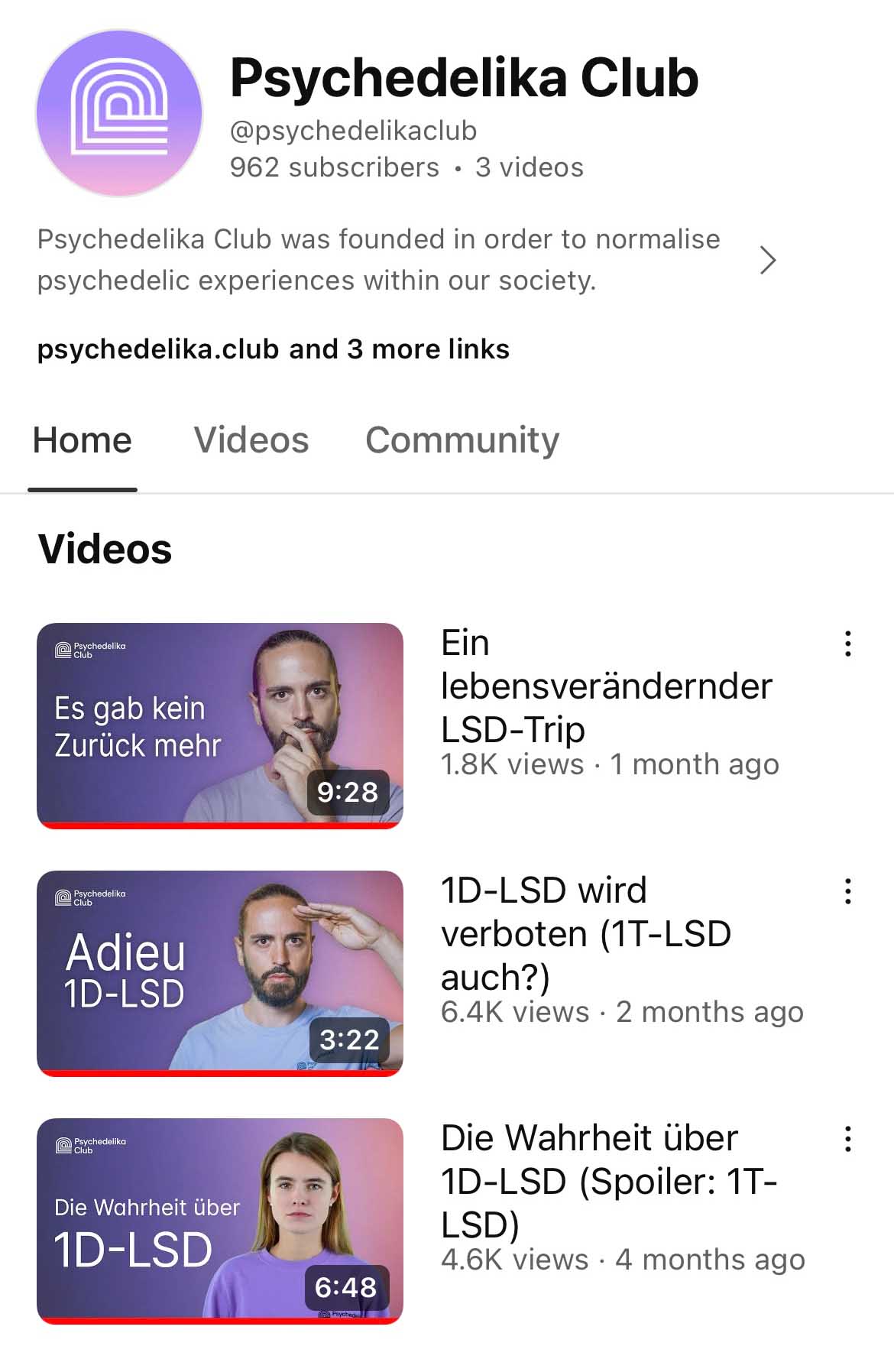 YouTube-Kanal vom Psychedelika Club
